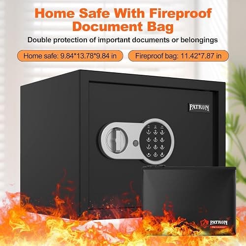 [ 1.2 Cu.ft. ]PATRON Fireproof Safe for Home,Digital Security Home Cabinet Safes for Money Cash Documents,Safe Box with Electronic Keypad,Removable Shelf for Office Business 1.2 Cu.ft. thumbnail 3
