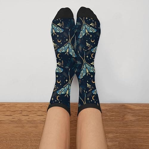 Aoojanu Watercolor Flower And Bird Patterns Novelty Crew Socks Casual Funny Crazy Dress Socks thumbnail 3