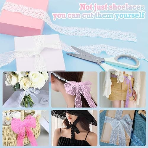 WEGOODZF Lace Shoelaces, 2 Pairs Lacy Shoe Laces for Sneakers, 3CM Wide Lace Shoes Strings for Women thumbnail 6