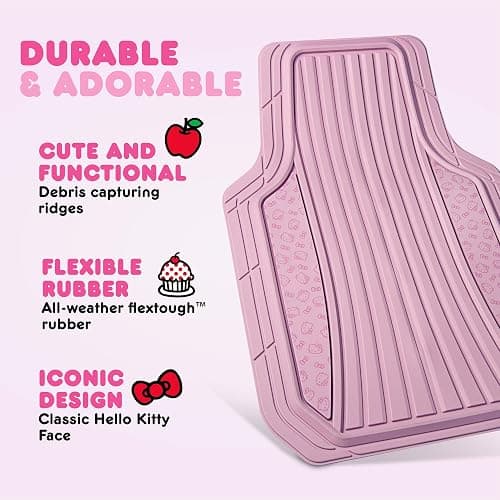 Hello Kitty Car Mats 4pc Floor Mats for Cars Trucks SUVs Pink Car Floor Mats for Women Men Accessories Rubber Heavy Duty Cute Non-Slip Always Front Rear Hello Kitty Cars Accessories Pink thumbnail 2