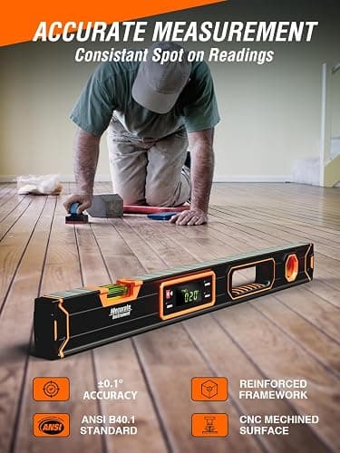 Mecurate 24-Inch Digital Level, Professional Smart Precision Torpedo Level Tool, Bright LCD Display, Audible Alerts, Magnetic Bottom, Dust Water Resistant, with Carrying Case thumbnail 2