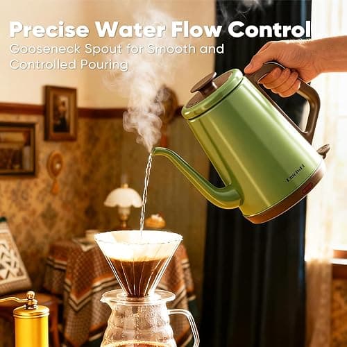 DmofwHi Gooseneck Electric Kettle(1.0L), 100% Stainless Steel BPA Free Classic Pour Over Coffee Kettle | Tea Kettle - Green thumbnail 3