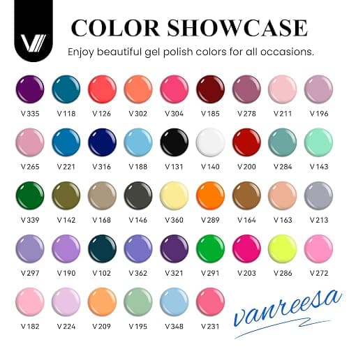 VANREESA 48 Pcs Gel Nail Polish Set 42 Colors Spring Summer Fall Winter Gel Polish with 2 Pcs Base Coat & 4 Effects Top Coat Nail Kit Gifts for Women Girls Nail Art Salon at Home thumbnail 2