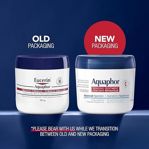 Aquaphor Healing Ointment, Multipurpose Ointment for Dry, Cracked Skin, Chafing, Cuticle Care, Fragrance Free, Non Greasy and Non Comedogenic Body Moisturizer, Dermatological Skin Care, 396g Jar thumbnail 11