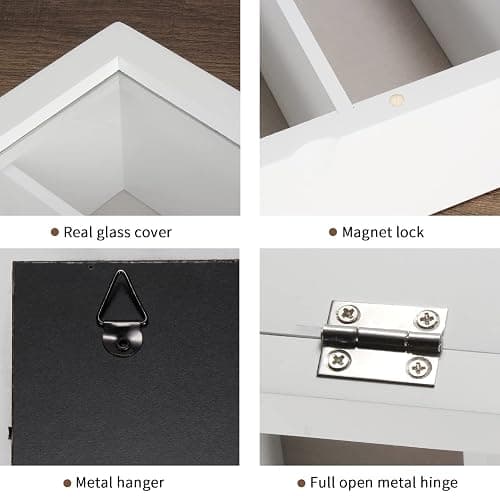 TJ.MOREE Sunglasses Organizer Storage Wall Mounted: 13 x 15.6 inches Eyewear Display Case Rustic Wood Eyeglasses Holder Large Glasses Storage Box,White thumbnail 8