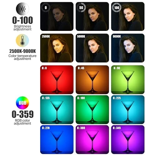 ULANZI VL49 RGB Video Lights, LED Camera Light 360° Full Color Portable Photography Lighting w 3 Cold Shoe, 2000mAh Rechargeable CRI 95+ 2500-9000K Dimmable Panel Lamp Support Magnetic Attraction - VL49 RGB - Black thumbnail 3
