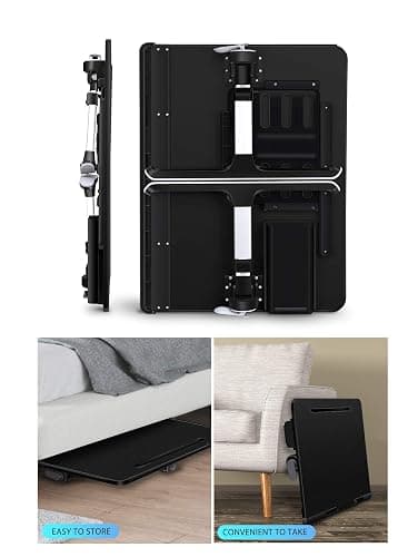 Laptop Bed Tray Desk, SAIJI X-Large Adjustable Laptop Table, Foldable Laptop Desk with Storage Drawer and Bookstand for Eating, Working, Writing, Gaming, Drawing (Black) thumbnail 7