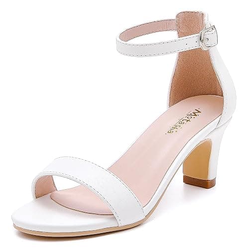 Motasha Girls Heel Sandals Girl Dress Shoes Open Toe Ankle Strap High Heels Pump Sandals Wedding Party for Little Big Kid - Image 1