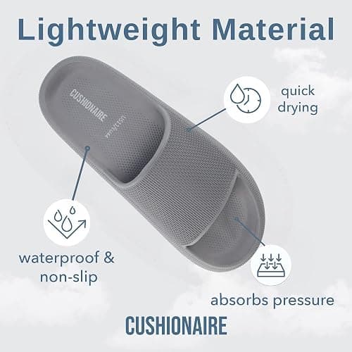 CUSHIONAIRE Feather EVA Mens Sandals – Slip On Recovery Slides, Lightweight Water Shoes for Men thumbnail 4