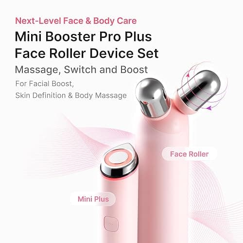 medicube Mini Booster Pro Plus Face Roller Device Set - Face & Body, Pink | 2-in-1 Massage & Skincare Device - Jawline Care & Depuffing, Face & Body Massager with 3 Modes, Korean Facial Device, Pink thumbnail 2