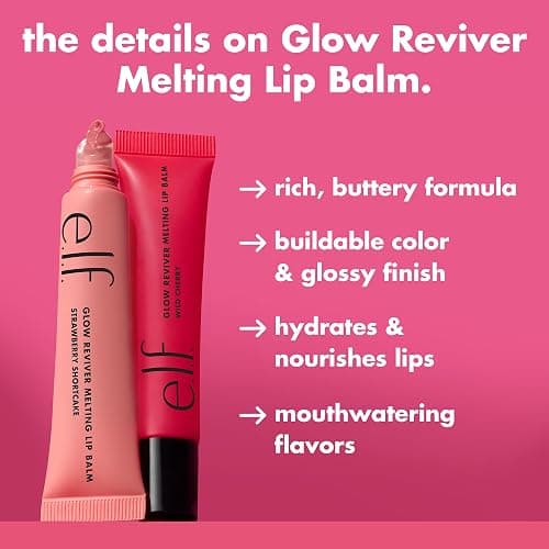 e.l.f. Glow Reviver Melting Lip Balm, Hydrating Tinted Lip Balm For A Glossy Finish & Soft, Supple Lips, Vegan & Cruelty-Free, Strawberry Shortcake thumbnail 3