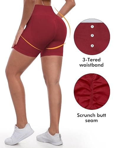 ATHVOTAR Workout Gym Shorts Women, High Waisted Seamless Butt Lifting Scrunch Butt Sports Shorts thumbnail 2