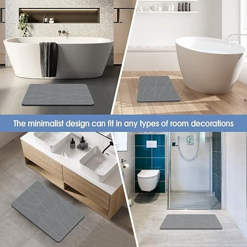 Veeloim Stone Bath Mat Diatomaceous Earth Shower Mat Non-Slip Super Absorbent Diatomite Stone Bath Mats for Bathroom Floor Quick Drying Natural Easy to Clean(23.6''×15.4" Gray) thumbnail 5