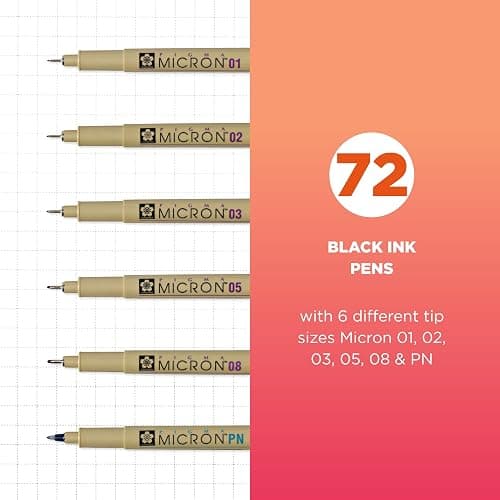 SAKURA Pigma Micron Black Ink Multi-tip Set, 72 Pen Count thumbnail 2