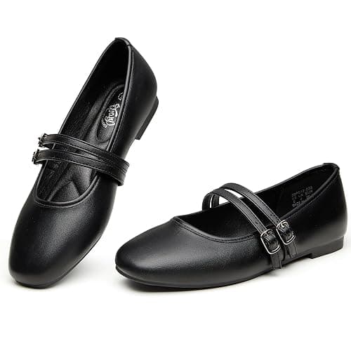 Trary Mary Jane Shoes Women Square Toe Flats for Women Dressy Ballet Flat Mary Jane Flats with Buckle Strap Comfortable Slip On Casual Shoes - Image 1