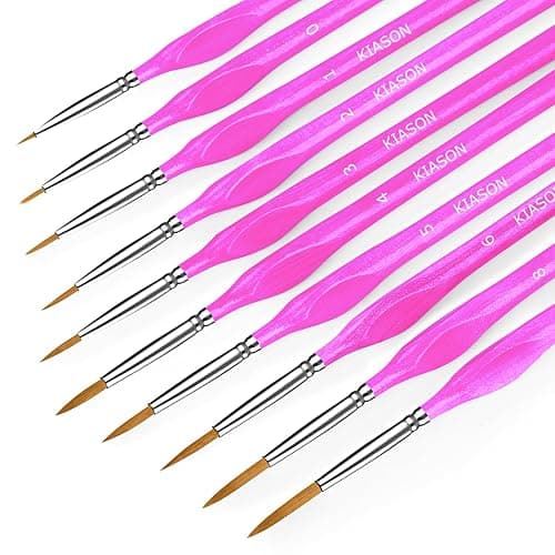 10PC Miniature Paint Brush for Fine Detailing, Detail Paint Brush,Small Painting Brushes for Art, Crafts, Acrylic, Watercolor, Model, Face, Paint by Number, Figurine (Magenta) - Image 1