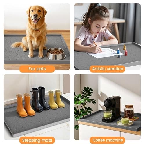 Jin&Bao Under Sink Mat 34" x 22" Waterproof Silicone Cabinet Kitchen Liner | Silicone kitchen cabinet protector, bathroom shelf liner, raised edge traps leaks, anti-slip, easy to clean & dishwasher safe thumbnail 7