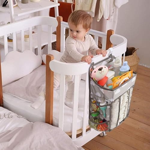 Accmor Hanging Baby Diaper Caddy Organizer, Diaper Stacker, Baby Crib Hanging Classified Storage Bag Organizer for Changing Table, Crib, Playard or Wall & Nursery Organization, Grey Cloud thumbnail 2