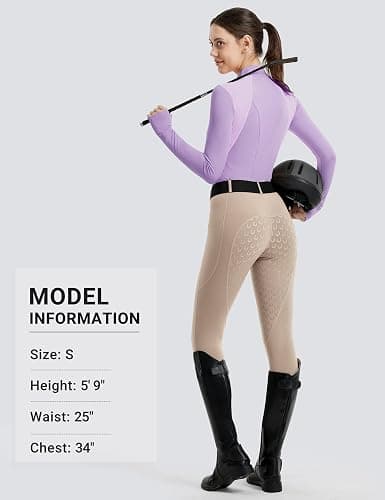 FitsT4 Sports Womens Equestrian Shirts Thumbholes Long Sleeve Horse Riding Shirts Quick Dry UPF50+ Riding Top Half Zip thumbnail 6