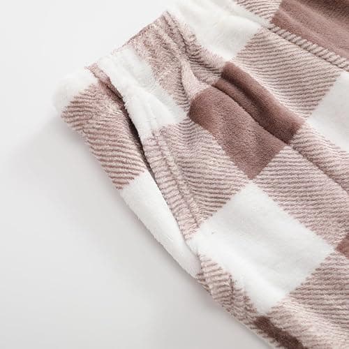 Fluffy Flannel Pajama Pants Women Fuzzy Buffalo Plaid Pj Pants Comfy Loose Soft Plaid Pant Elastic Waist Sleep Pant thumbnail 2
