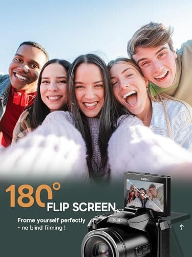 8K 64MP Digital Cameras for Photography - 16X Zoom Autofocus, WiFi, with 180° Flip Screen, 64G TF Card & 2 Batteries, Professional Camera for YouTube Vlogging Live Streaming (Black) thumbnail 6