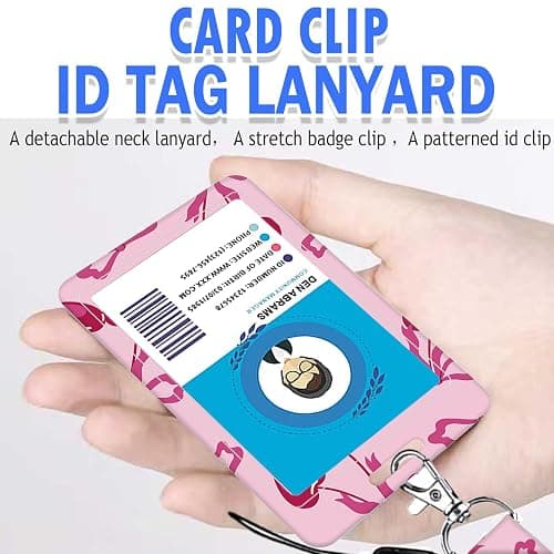 ID Badge Holder with Lanyard,Fashionable Retractable Badge Holders Reels with Lanyards Adjustable, for Women Kids Teacher Nurses Doctor Student(Cute cherries with bows) thumbnail 5