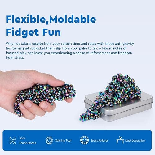 DYRDM 300+ Original Ferrite Putty Colorful, Fidget Toy Ferrite Stones for Stress Relief, Sensory Toy for Adults & Teens 14+, Holiday Stocking Stuffer, Ferrite Rocks Fidget Present for Office thumbnail 3