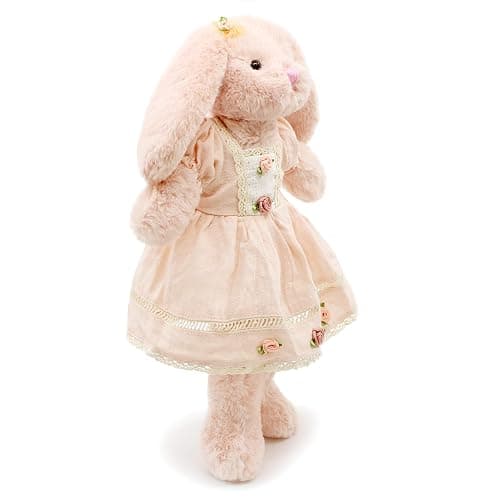 oits cute Small Soft Stuffed Animal Bunny Rabbit Plush Toy for Baby Girls 15inch (Pink Rabbit Wearing Pink Vintage Dress) thumbnail 4