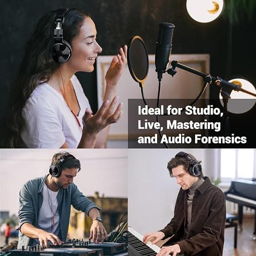 OneOdio Wired Over Ear Headphones Hi-Res Studio Monitor & Mixing DJ Stereo Headsets with 50mm Drivers and 1/4 to 3.5mm Jack for AMP Computer Recording Podcast Keyboard Guitar Laptop - Black - Black - One Size - Over-Ear Headphones thumbnail 6