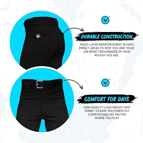 Dirty Mids Original The Essentials Baseball Pants – Pro Fit, Anti-Slip Waistband – White, Black, Grey – XS to XL thumbnail 5