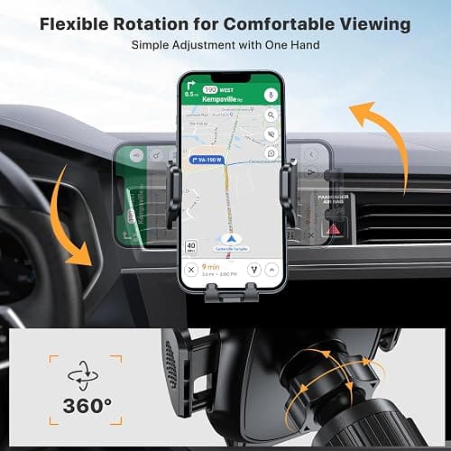 Miracase Phone Holders for Your Car with Metal Hook Clip, Air Vent Cell Phone Car Mount, Universal Automobile Cradle Fit for iPhone Android and All Smartphones, Dark Black - Dark Black thumbnail 4