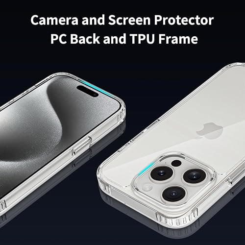 XNXA for iPhone 15 Pro Case Clear, Anti-Yellowing 6.1 Inches Slim Fit Heavy Duty Protection Wireless Charging Compatible Lightweight TPU and PC Shockproof Anti-Slip Transparent Protective Phone Cover thumbnail 6