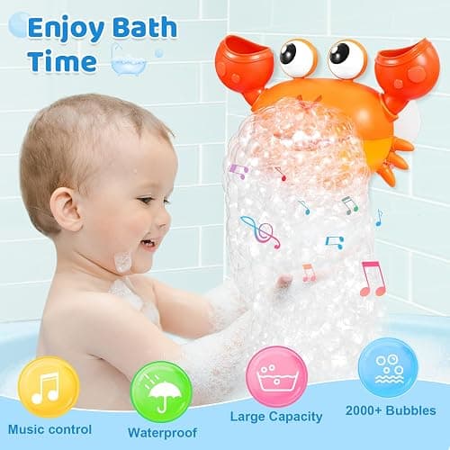 2025 Mise à Niveau Crabe faiseur de Bulles, Machine à Bulles de Bain Rechargeable, Souffle des Bulles avec des chansons pour Enfants thumbnail 3