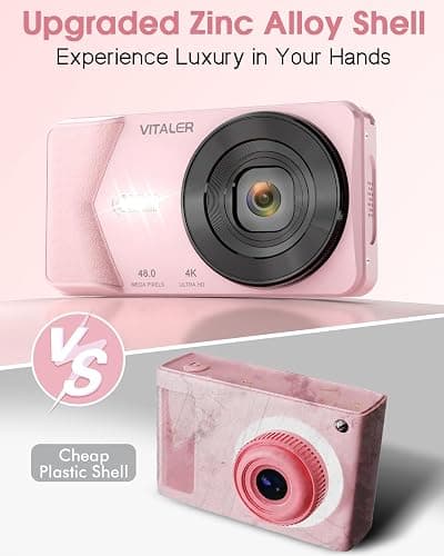 Vitaler Digital Camera, Autofocus 48MP 4K Camera for Photography with 32GB Card, Portable Compact Point and Shoot Digital Camera for Teens Adult Beginner Kids with Metal Shell, 2000 mAh Battery thumbnail 2