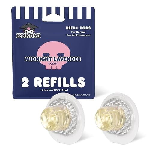 Sanrio Kuromi Car Air Freshener Scented Oil Pod Refills, Hello Kitty and Friends Cute Car Accessories - Midnight Lavender, 2ct - Image 1