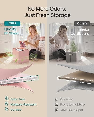 SONGMICS Storage Cubes, Set of 6 Odorless Foldable Storage Boxes, 10.2 x 10.2 x 11 Inches, Closet Organizers for Shelf, Rainbow Storage Bins, Colorful Fabric Bins for Bedroom, Living Room URFB226X01 thumbnail 8