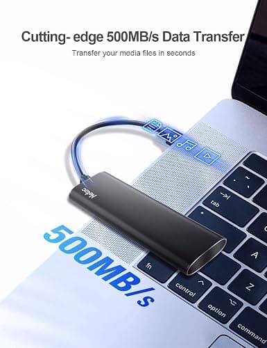 Netac ZSLIM External Solid State Drive 1TB, USB 3.2 Gen 2 (10Gbps, Type-C) Portable SSD up to 500 MB/s Read, External Storage Compatible for Mac, Latop, Desktop, Tablet, Android Phones(Black) thumbnail 2