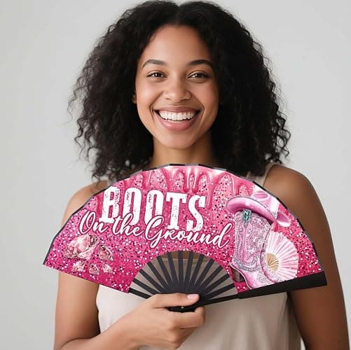 WINSD 13'' Large Fan Clack Fan Clacking Fans for Line Dancing Hand Fan Foldable Fan For Cowgirl Women Men (Design-2) thumbnail 4