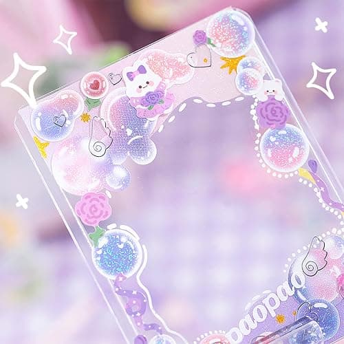 Doraking Colorful Sticker Book, 50 Sheets Shiny Love Bubble Heart Butterfly Ribbon Cute Stickers for Junk Journal Arts Craft Greeting Cards Scrapbook Supplies Home Decoration, DIY Deco Stickers (A) thumbnail 6