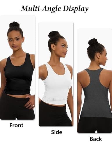 Dalavch 5 Pack Women's Workout Racerback Tank Tops Spandex Yoga Athletic Running Gym Sports Crop Tops for Women thumbnail 5