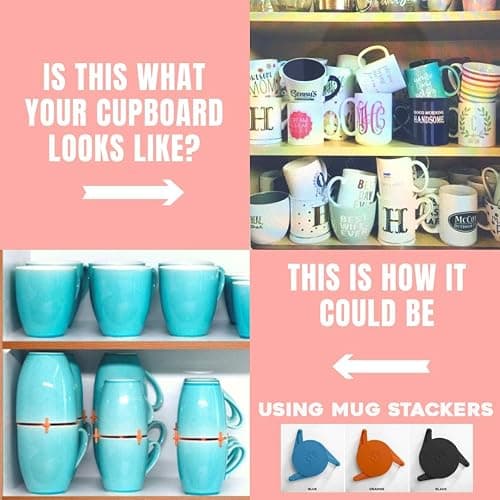 ELYPRO Coffee Mug Organizers and Storage, Kitchen Cabinet Shelf Organizer - Cupboard and Pantry Organization, Expandable Stackable Gadget for Tea Cup and Coffee Mugs, Save Space (Black) thumbnail 5