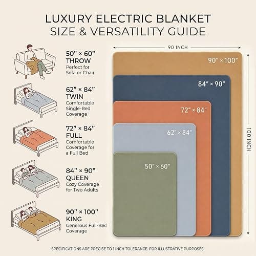 PFASDFW Heated Electric Blanket Throw 50''x60'' - Fast Tie-Dye Heating Blanket, Washable Heat Blanket 10 Heating Settings, 8h Timer Auto Off & Heated Protection, Soft Flannel & Sherpa Material thumbnail 8