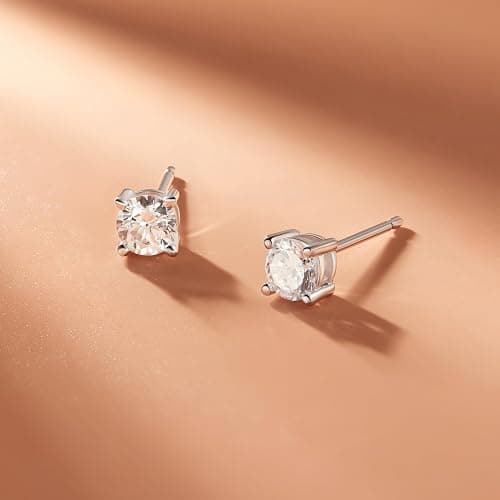 Amazon Essentials Plated Sterling Silver Cubic Zirconia Stud Earrings (Round & Princess) thumbnail 3