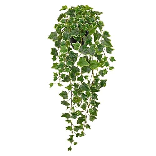 Hollyone Artificial Hanging Plants Potted 31.4" Fake Ivy Vine Faux Ivy Leaves Hanging Greenery Plant in Black Pot for Home Indoor Wall House Room Patio Shelf Office Decor - Image 1