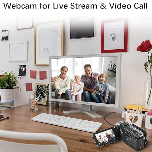 kimire Video Camera Camcorder Digital Camera Recorder Full HD 1080P 15FPS 24MP 3.0 Inch 270 Degree Rotation LCD 16X Digital Zoom Camcorder Camera with 2 Batteries(Black) thumbnail 6