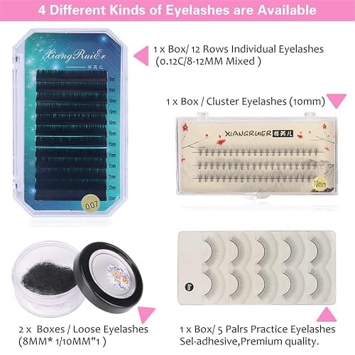 Lash Extension Kit Beginners, Eyelash Extension Accessories, False Eye Lashes Extension Training Tool Kit with Professional Mannequin Head for Beginners, Massage, Cosmetology Esthetician Supplies thumbnail 3