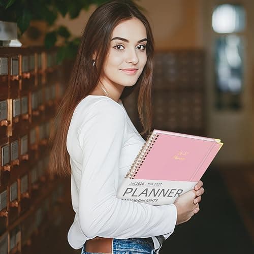 Academic Planner 2026-2027 (8.5" x 11") - Weekly & Monthly Planner (Jul. 2026 - Jun. 2027), Column View Calendar Organizers, Hardcover Agenda Book with Tabs for Office & School, Pink thumbnail 2