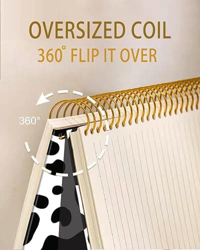 iampanda Spiral Journal Notebook,Strong Twin-Wire Binding with Premium Paper for Girl Women,Cute 60 Sheets A5 College Ruled Notebook/Journal,Perfect for School Office Home Gifts,Black White Cow Print thumbnail 5