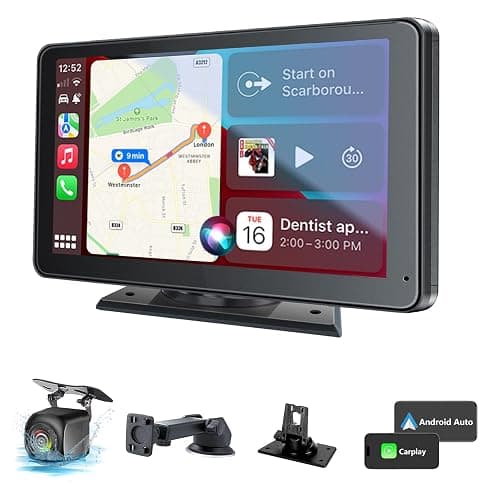 Hieha Car Play,Wireless Portable with Apple CarPlay and Android Auto Screen for Car,7" HD Touch Screen Car Stereo with Mirror Link,Backup Camera,Bluetooth5.2,GPS Navigation,AUX,FM for All Vehicles - Image 1