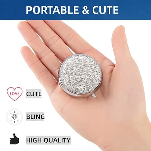 EveryBling Medicine Organizer Box Pocket Pharmacy Bling Travel Pill Case Box for Purse Mini Pill Holder Organizer Small Pill Container for Vitamin(Silver) thumbnail 5